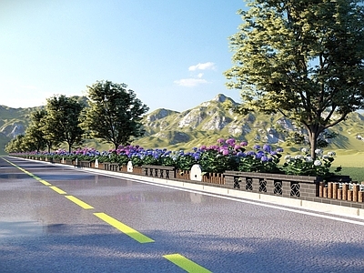 新中式中式其他小品 乡村道路种植池