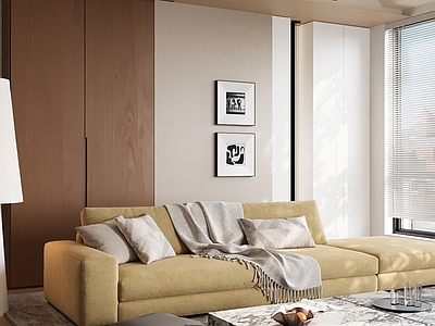 现代家居客厅 现代客厅 沙发组合 茶几 地毯 挂画