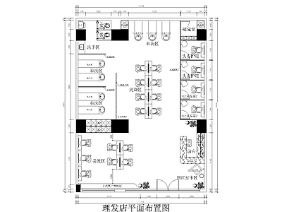 现代新中式其他商业建筑 理发店设计图纸 商业建筑 施工图