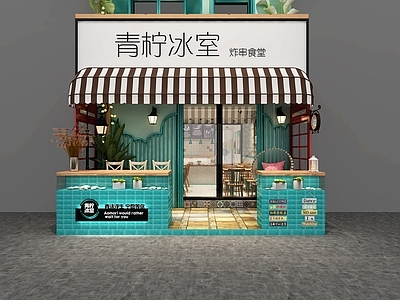 现代简约门头 青柠冰室头 炸串食堂 甜品店 烧烤店