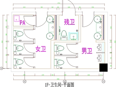 现代公共卫生间 工装 装修 设计 施工图