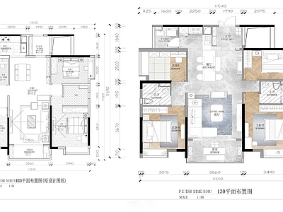 现代整体家装空间 130大平层现代 施工图