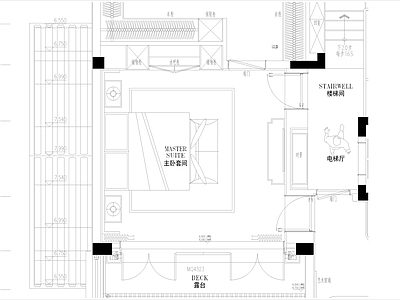 新中式卧室 别墅 施工图