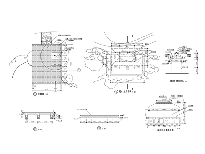 现代亭子 四角亭 茅草亭 施工图