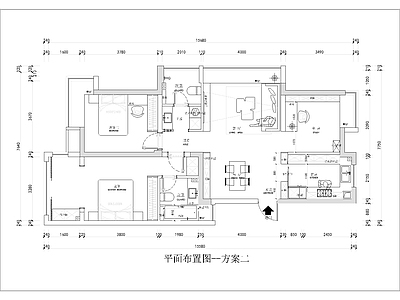 现代新中式住宅楼建筑 53平方小户型 家装设计 施工图