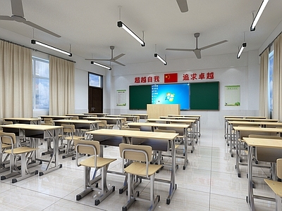 教室 教室 课桌椅 讲桌