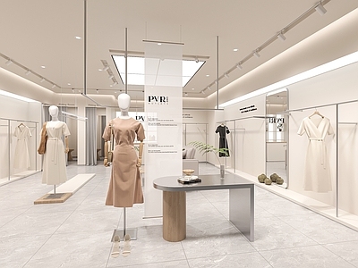 极简奶油服装店 现代女装店 简约风 极简风 奶油风