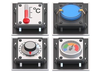 工业设备 按钮 阀 开关 控制面板 控制台 控制器 温度计 电闸 水表 压力表