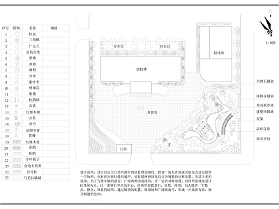 景观平面图 办公楼绿化方案 施工图