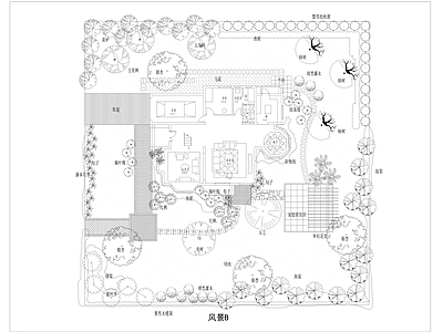 景观平面图 别墅园 施工图