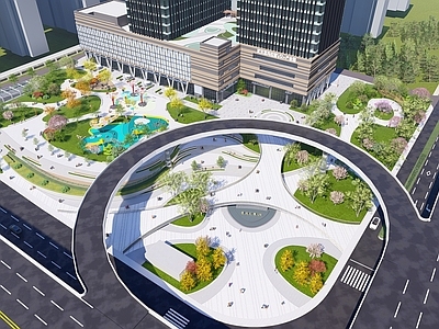 现代商业景观 商业广场景观 街角广场景观 休闲商业公园景观