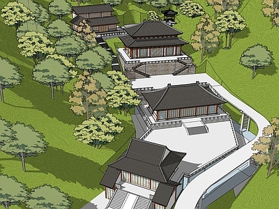 中式寺庙建筑 道观建筑