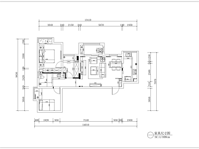 现代轻奢整体家装空间 两室一厅 大平层 小户型 别墅 施工图