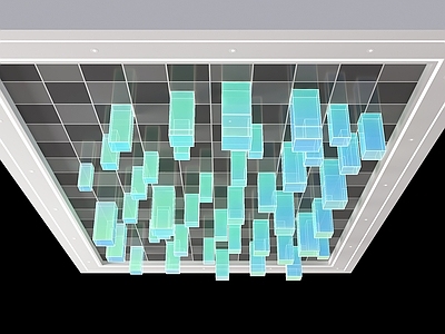 现代吊顶 渐变发光 几何 科技 随机方块 公共