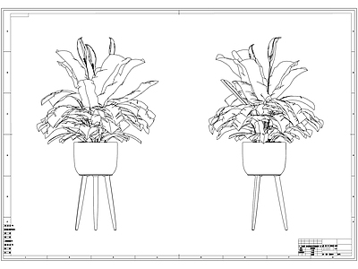 现代新中式树 绿植 盆栽 植物 施工图