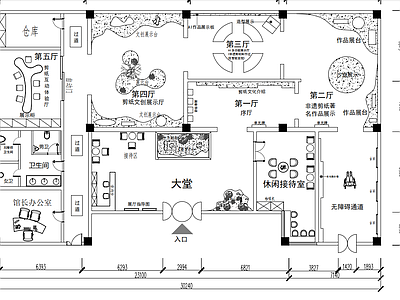 现代展厅 非遗文化展厅平面 立面图 天图 施工图