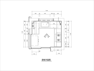 现代厨房 柜深化结构图 施工图