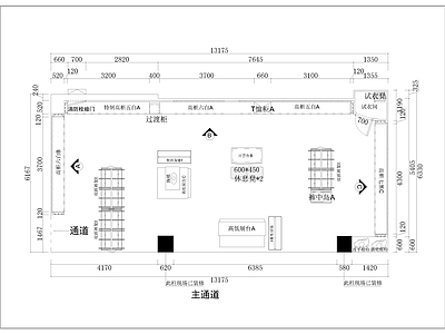 现代服装店 百货服装专柜 服装货架 施工图