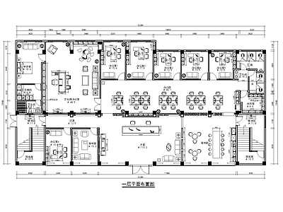 现代整体办公空间 1000平大型企 施工图