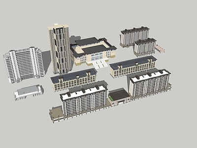 新中式现代高层住宅 居住区建筑 新中式 现代