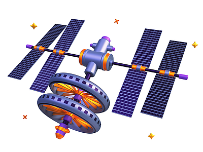 军事器材 空间站 卡通风格 太空卫星 国际空间站