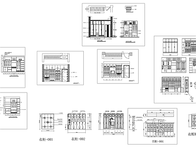 现代新中式衣帽间 多样式立面 施工图