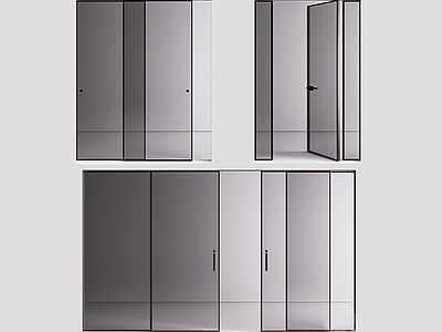 现代极简推拉门 推拉门 玻璃门 办公室门 商场大门 卫生间门