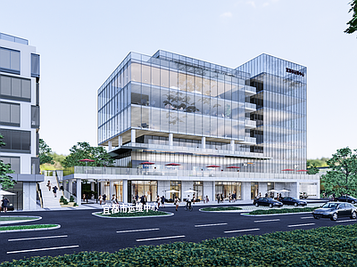 现代办公楼 城市运维中心 办公楼 酒店 屋顶绿化办公楼