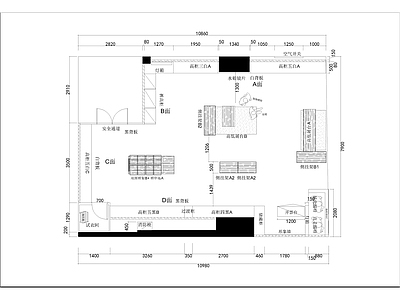 现代服装店 百货专柜 80平方 施工图