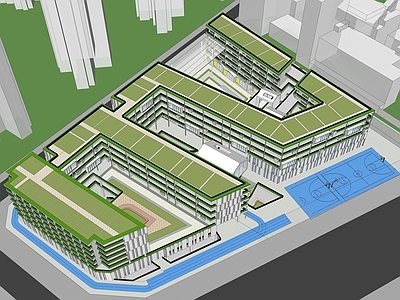 现代学校建筑 现代风格中学