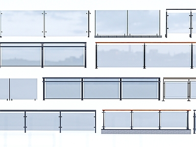 现代栏杆 玻璃 玻璃护栏