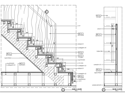 现代楼梯节点 木石剖面节点 施工图