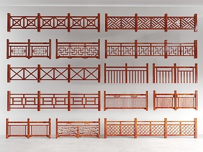 中式新中式栏杆 围栏 护栏 栅栏 木