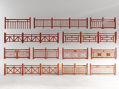 新中式中式栏杆 护栏 围栏 栅栏 木
