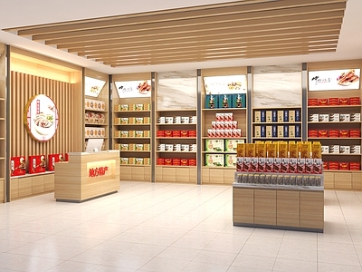 现代其他商业空间 现代特产店铺 特产柜