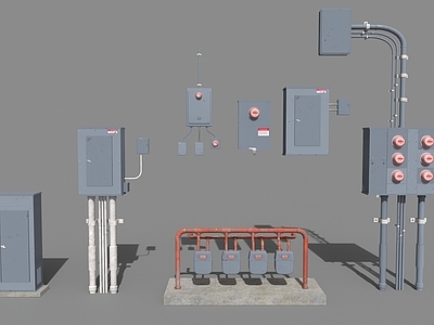 工业设备 墙面电箱电表 电缆 机房