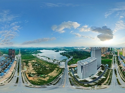 现代城市HDR 城市鸟瞰建筑全景