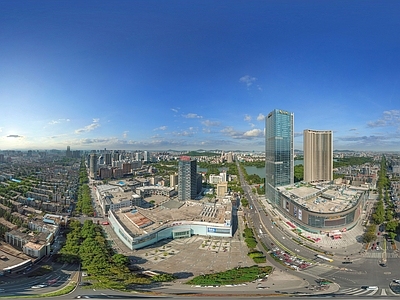 现代城市HDR 城市鸟瞰建筑全景