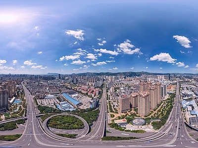 现代城市HDR 城市鸟瞰建筑全景