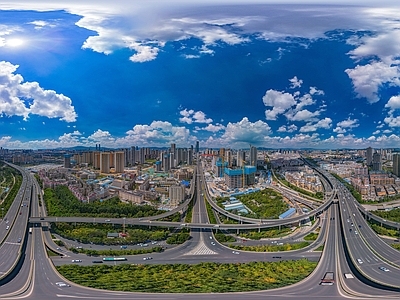 现代城市HDR 城市鸟瞰建筑全景