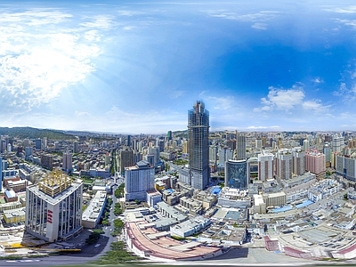 现代城市HDR 城市鸟瞰建筑全景