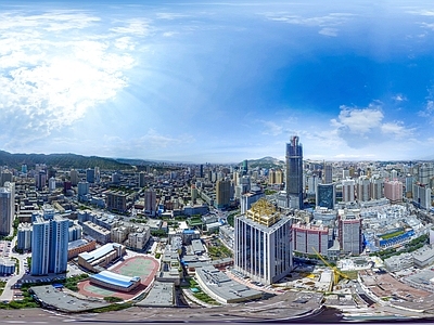 现代城市HDR 城市鸟瞰建筑全景