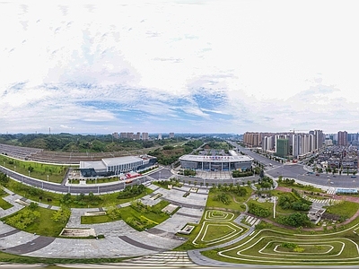 现代城市HDR 城市鸟瞰建筑全景