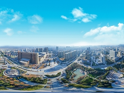 现代城市HDR 城市鸟瞰建筑全景