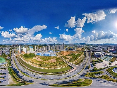 现代城市HDR 城市鸟瞰建筑全景