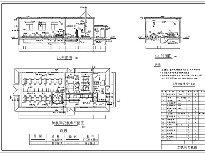 水处理 加氯间布置图 加氯间平面剖面图 施工图