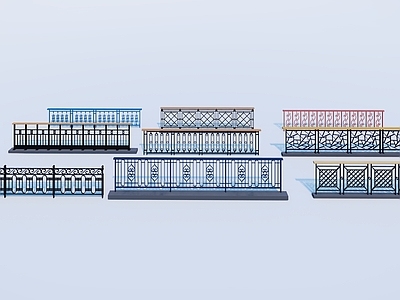 现代其他户外家具 栏杆