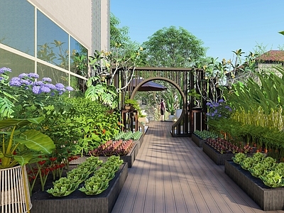 现代新中式屋顶花园 屋顶花园 现代中式屋顶花园