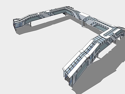 现代天桥 人行天桥 封闭 金属玻璃