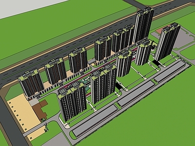 现代简约小区建筑 高层住宅